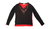 BIBA Pailletten Bluse Shirt V-Ausschnitt Stretch rot schwarz M