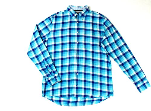 TOMMY HILFIGER Freizeit Hemd Button Down kariert blau Langarm L