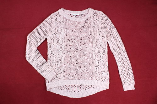 GINA Spitzen Pullover Damen rosa Langarm 36