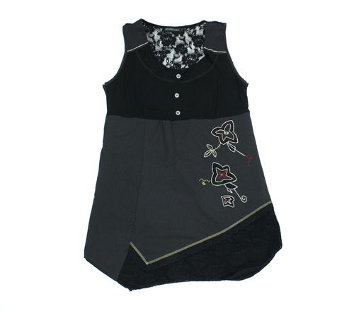 VIRGINIE & MOI Damenkleid Mini Tunika Spitze schwarz 44