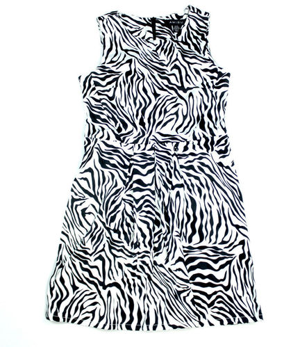 AMISU Zebra Mini Kleid Damen schwarz weiß 36