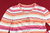Strick Pullover Damen gestreift rosa V-Ausschnitt 38 40