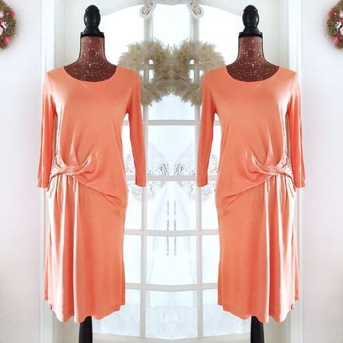 ESPRIT Jersey Sommer Kleid Knoten Optik orange Stretch S