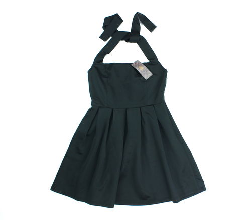 ISASSY Neckholder Mini Kleid A-Linie schwarz Stretch 42