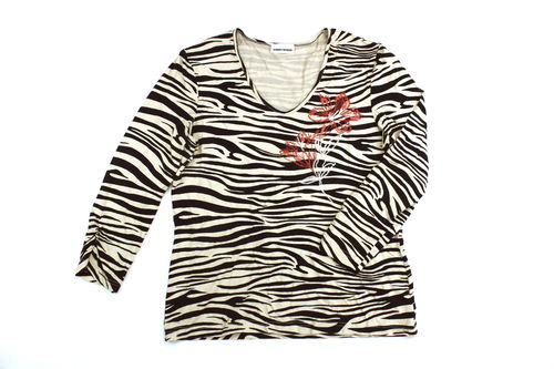 GERRY WEBER Zebra Shirt Damen Stickerei beige schwarz 42