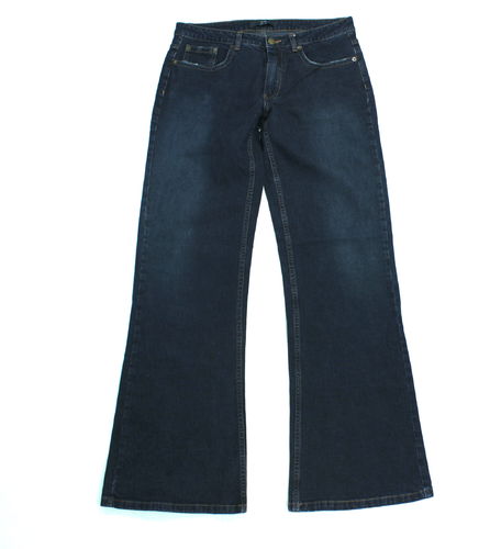 TCM Boot Cut Jeans Hose Damen Denim dunkelblau Stickerei 40