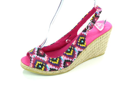 Sommer Schuhe Wedges Sandaletten Ethno Damen pink Bast 41