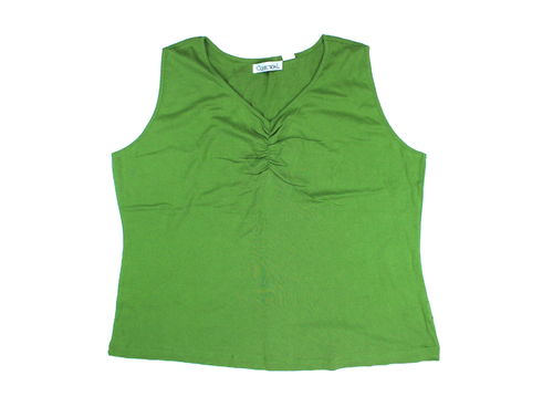 COLLECTION L. Sommer Top Shirt Damen grün gerafft 52
