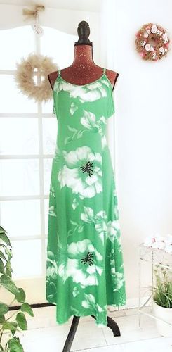 Langes Sommer Kleid schulterfrei grün Blumen 2XL