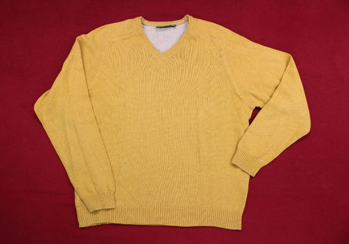 HUMAN NATURE Strick Pullover Herren senf gelb V-Ausschnitt L
