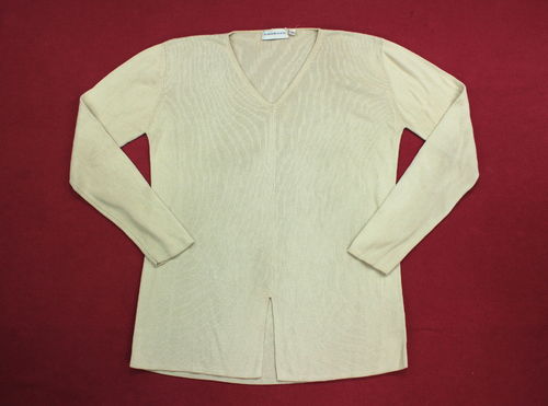 GIORGIO Strick Pullover Damen V-Ausschnitt beige L