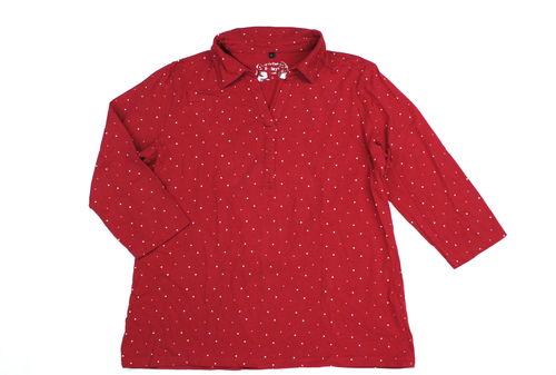 BEXLEYS Polo Shirt Damen 3/4 Arm rot Punkte V-Ausschnitt L