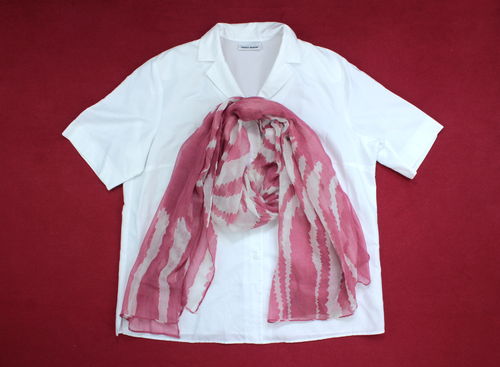 GERRY WEBER Sommer Bluse weiß Schal groß rosa 44