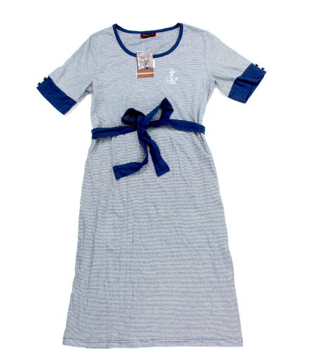 MODINA Sommer Marine Kleid blau gestreift Straß Anker 42