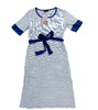 MODINA Sommer Marine Kleid blau gestreift Straß Anker 42