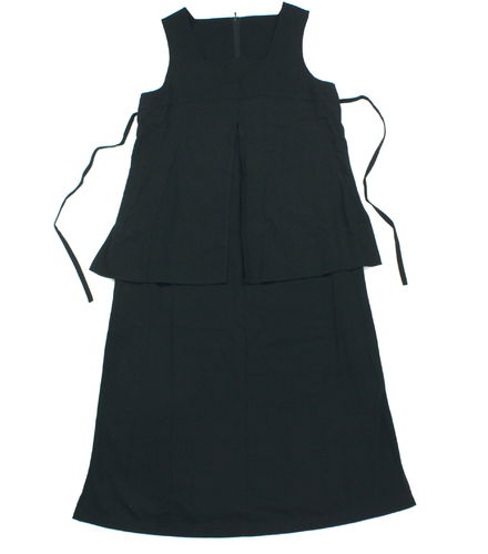 Sommer Lagen Kleid schwarz ohne Arm Midi Bindeband S