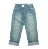 LADY M Jeans 3/4 Hose Damen Umschlag Denim blau 42
