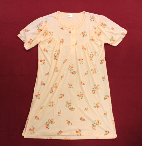 PARIS Nachthemd Wäsche Kurzarm Blumen apricot M