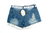 FLEUR DE SAMA Jeans Hot Pants Shorts blau Spitze XS