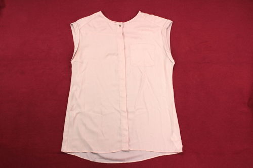Sommer Bluse Damen leicht ohne Arm rosa transparent 38