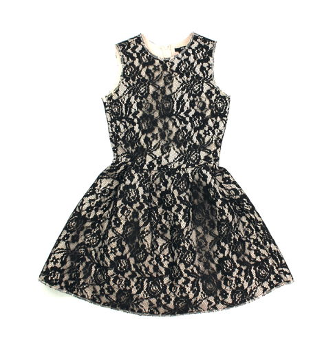 H&M Spitzen Softshell Mini Kleid A-Linie schwarz 36