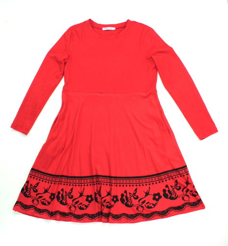 MISSLOOK Winter Kleid Empire rot knielang A-Linie M L