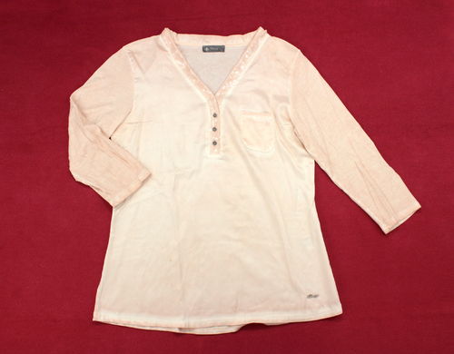 DECAY Shirt Damen 3/4 Arm Tasche V-Ausschnitt apricot L
